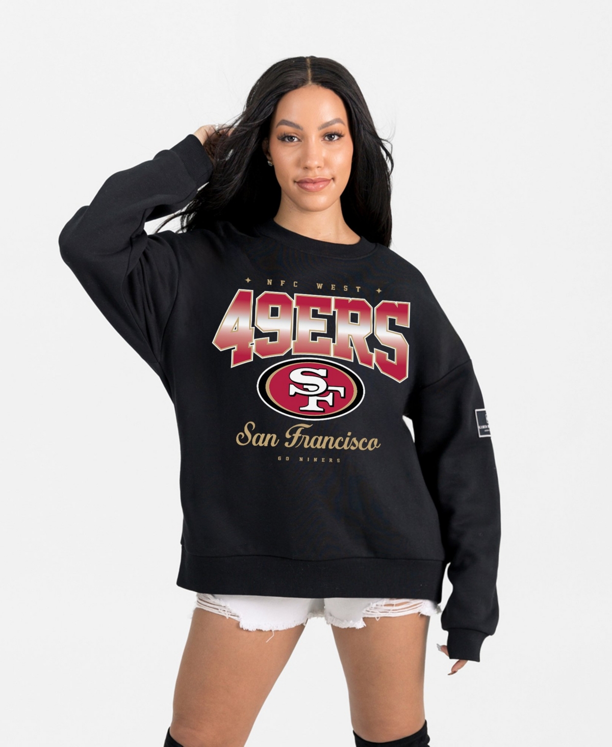 Gameday Couture Women's San Francisco 49ers Powerhouse Play Fleece Relaxed-Fit Long-Sleeve Crewneck Sweatshirt