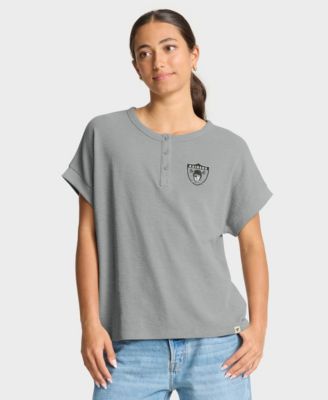 Women's Las Vegas Raiders Hometown Premium Oversized Short-Sleeve Henley Shirt