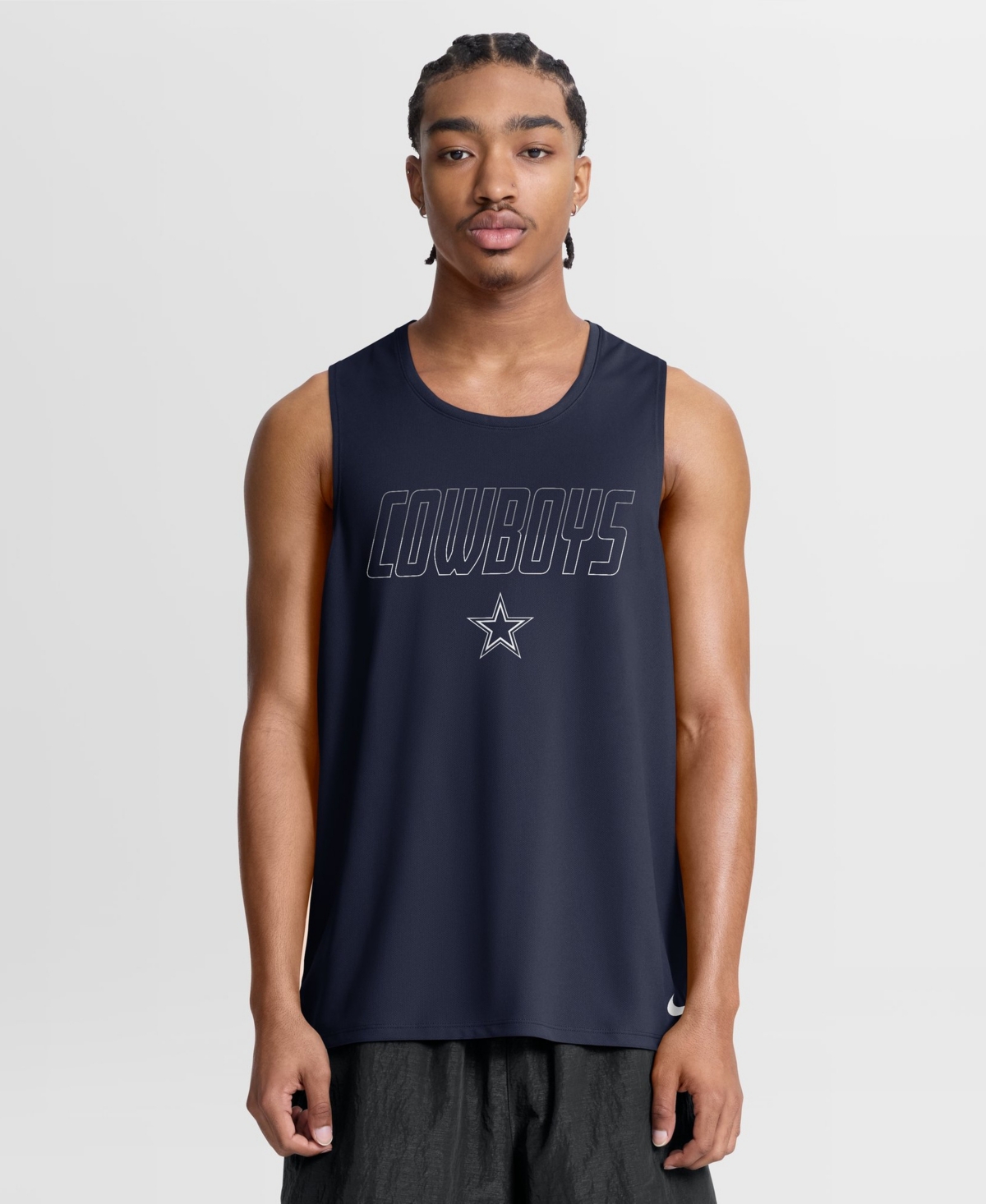 Nike Men's Dallas Cowboys Kickoff Miler Dri-fit Crewneck Tank Top In Navy