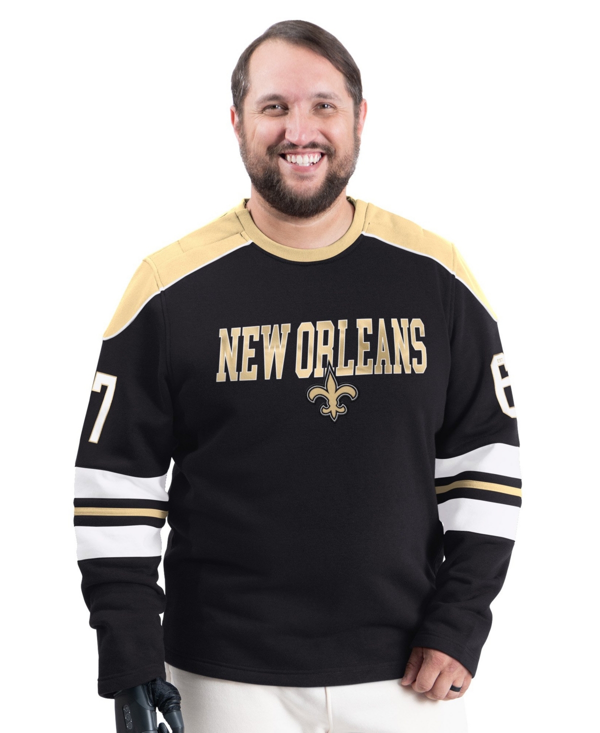 G-iii Sports by Carl Banks Men's New Orleans Saints Adaptive Lord Stanley Crewneck Sweatshirt