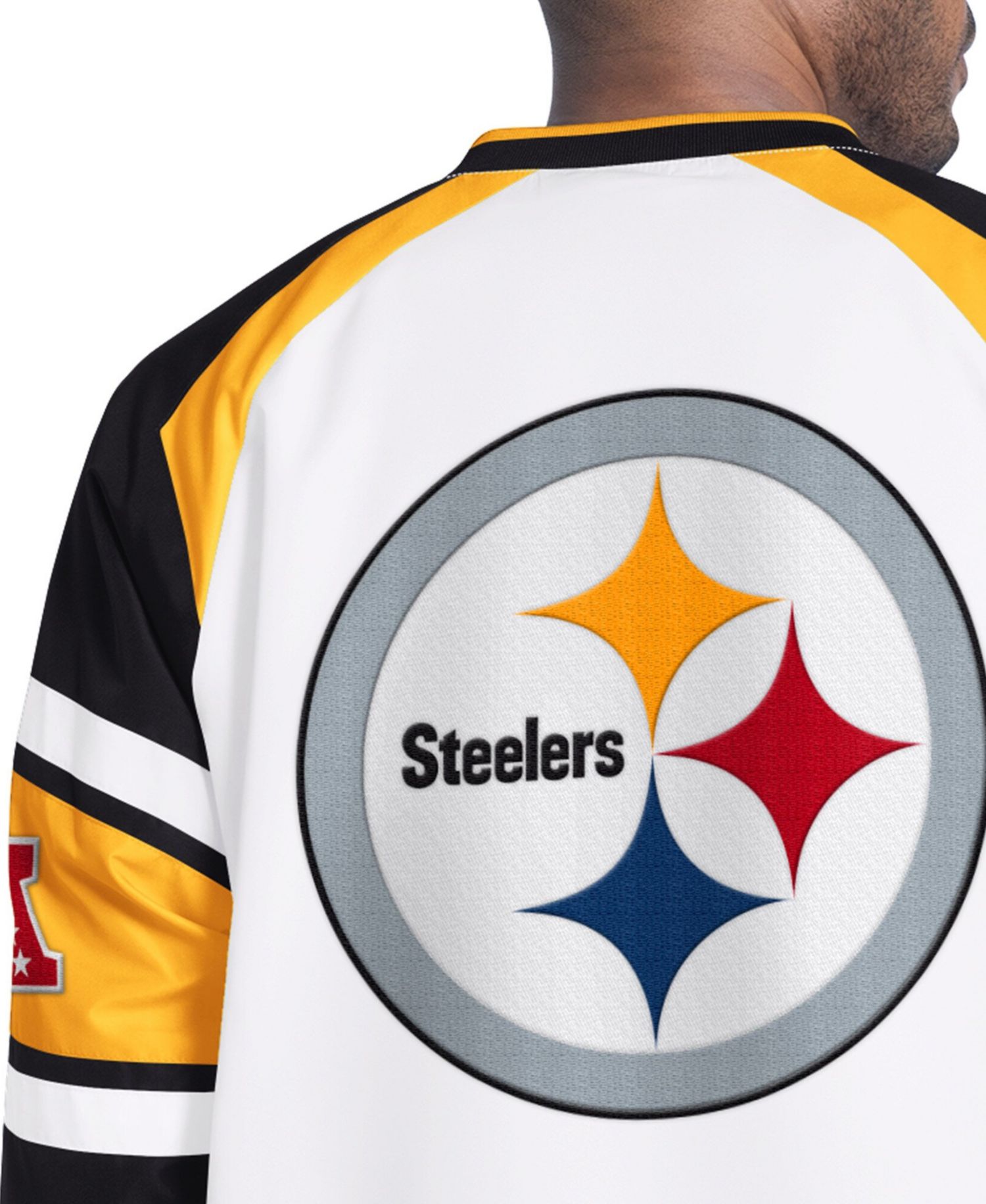 Men's Pittsburgh Steelers Infield Play Raglan-Sleeve V-Neck Sweatshirt