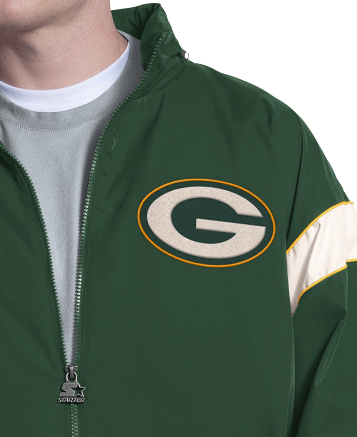 Starter Men's Green Bay Packers The Gust Water-Resistant Full-Zip Hooded Jacket