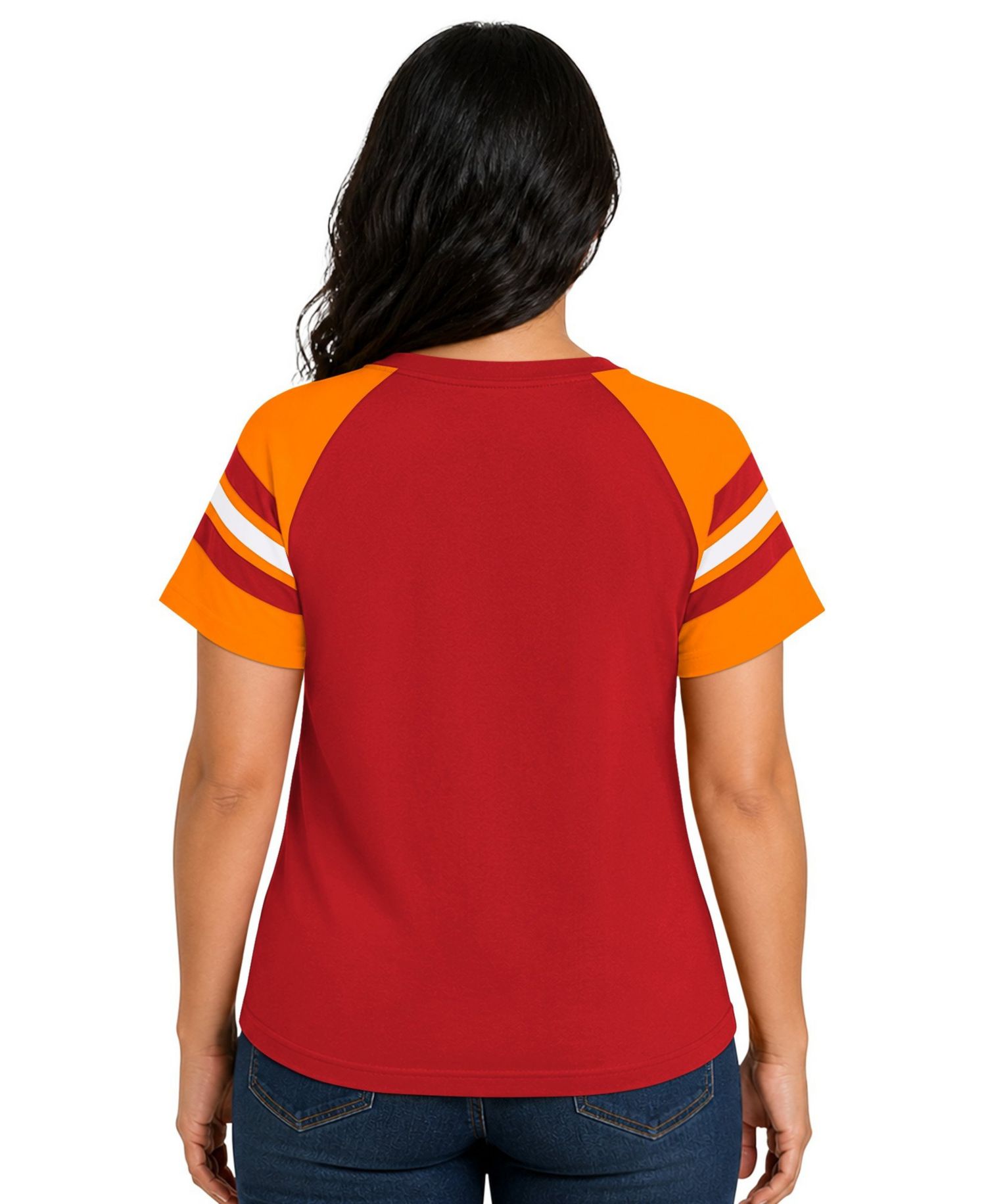 Plus Size Tampa Bay Buccaneers Throwback Game On Notch Neck Raglan T-Shirt
