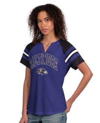 Women's Baltimore Ravens Game On Notch Neck Raglan Sleeves T-Shirt