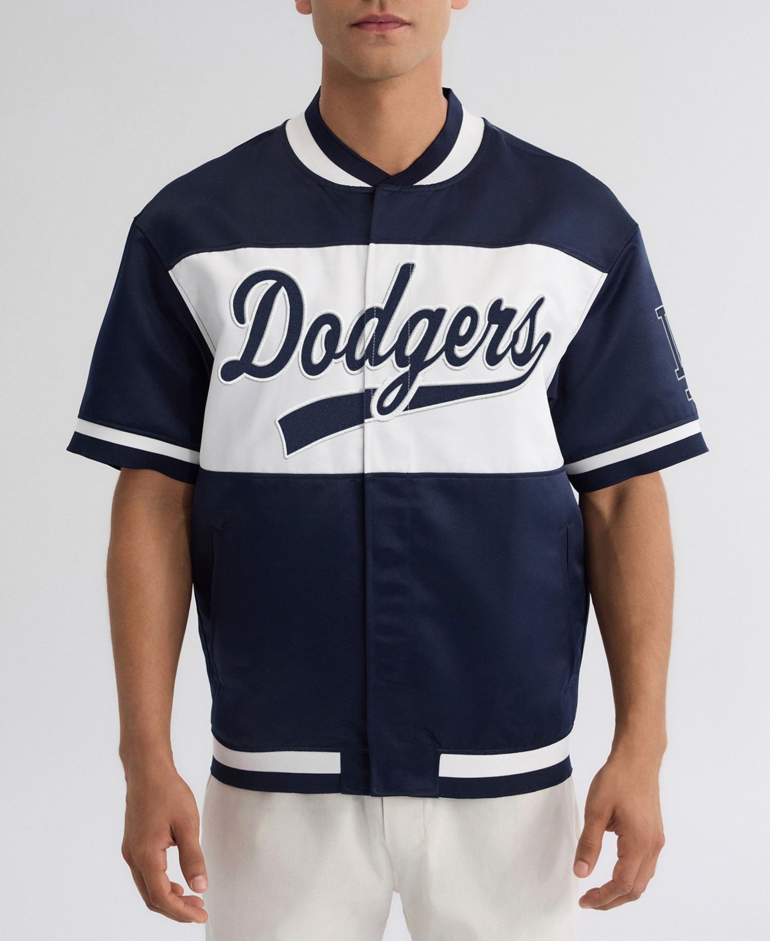 Men's Los Angeles Dodgers Iconic Satin Short-Sleeve Jacket