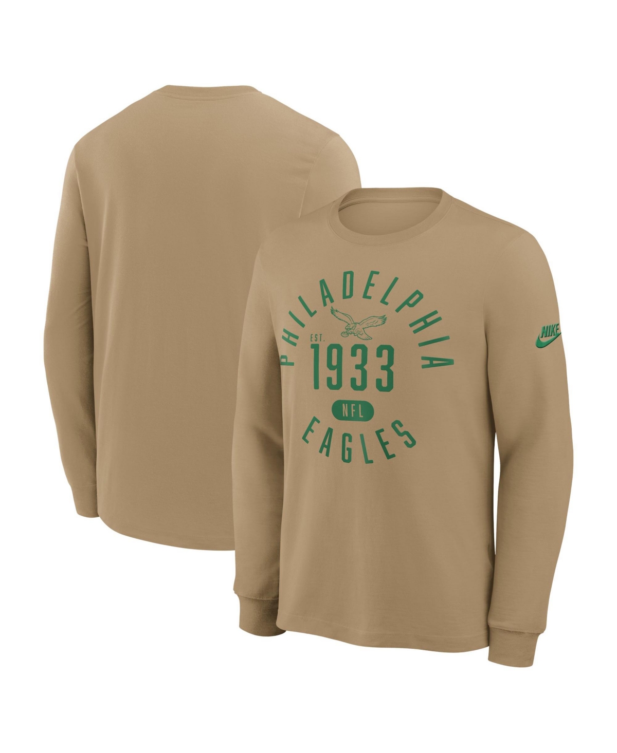 Nike Men's Philadelphia Eagles Blitz Package Rewind Slub Vintage Dri-fit Long Sleeve T-Shirt