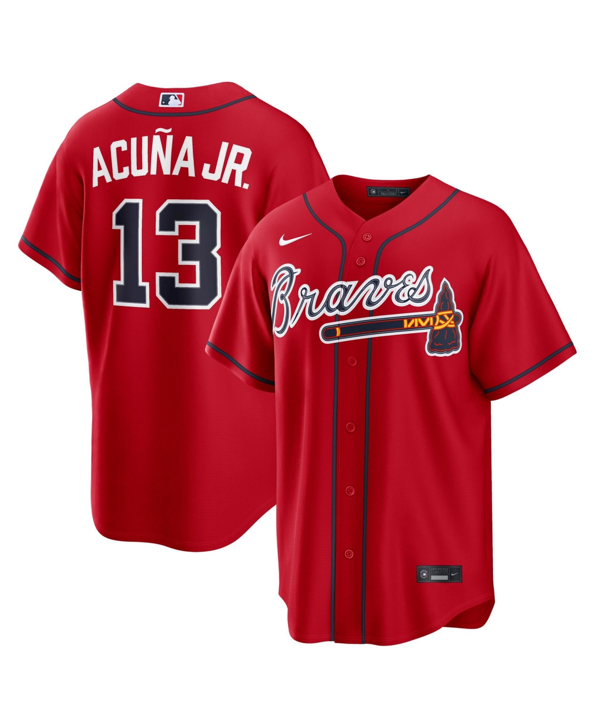 Nike Men's Ronald Acuna Jr. Red Atlanta Braves Alternate 2 Replica Jersey