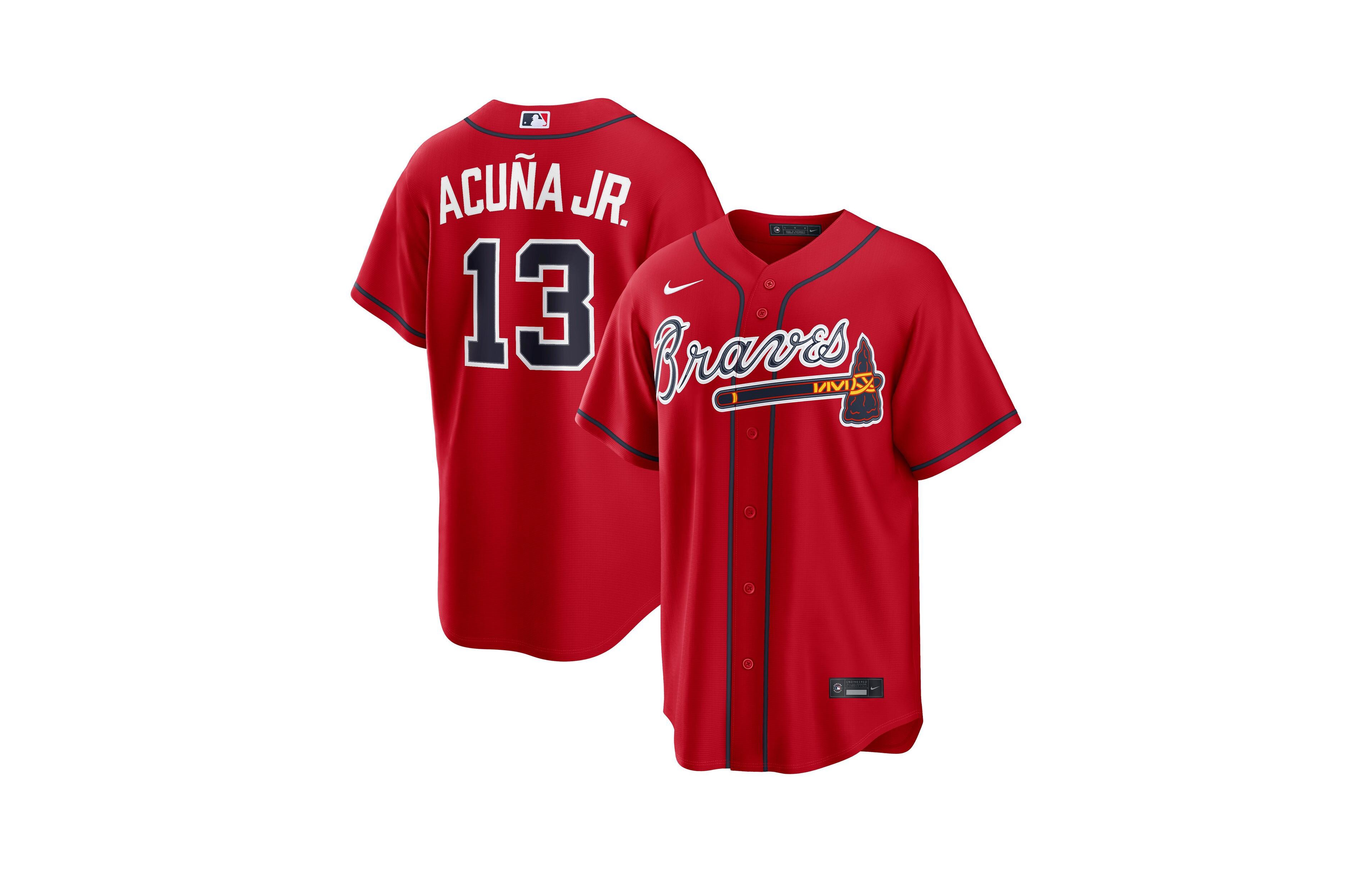 Nike Men's Ronald Acuna Jr. Red Atlanta Braves Alternate 2 Replica Jersey