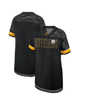 Women's Pittsburgh Steelers Team First Deep Route Oversized Mesh V-Neck Dress