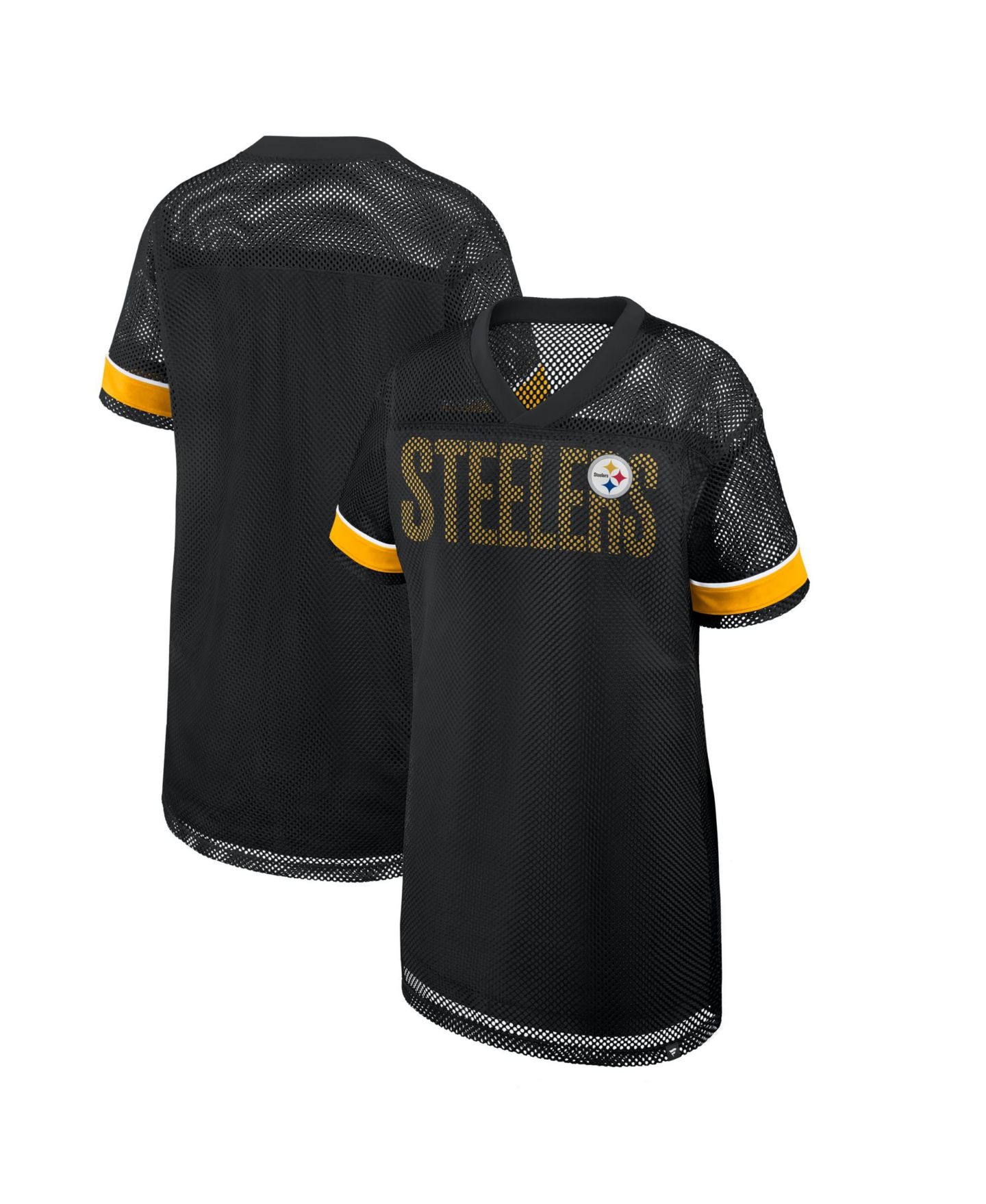 Женское платье Fanatics Pittsburgh Steelers Team First Deep Route Oversized Mesh V-Neck — фото 1
