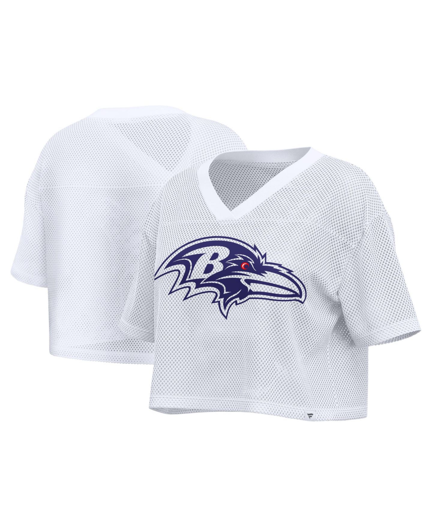 Женский топ Fanatics Baltimore Ravens Oversized Cropped Mesh V-Neck Short-Sleeve — фото 1