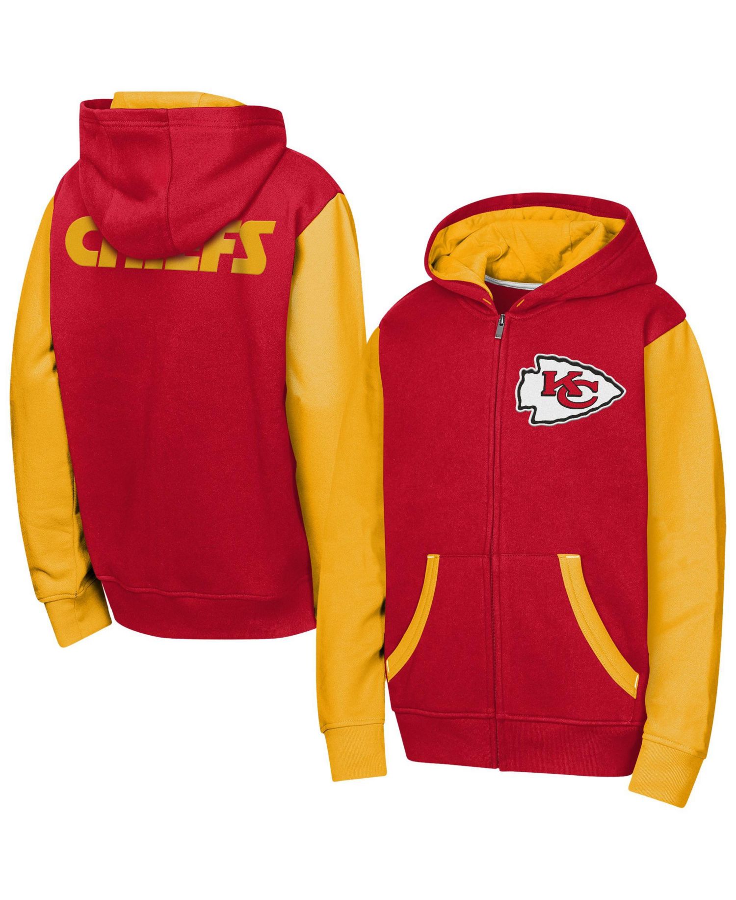 Boys' and Girls' Kansas City Chiefs Stadium Colorblock Fleece-Lined Full-Zip Hoodie