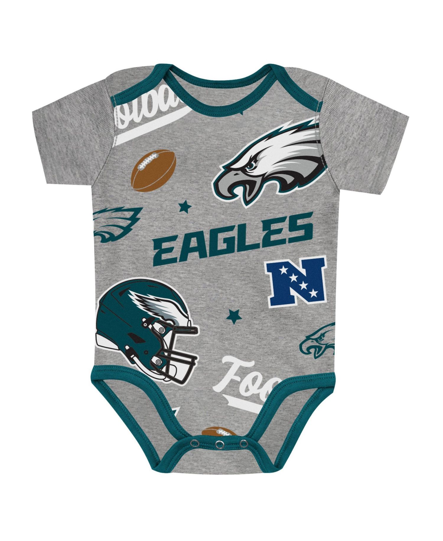Baby Boys' and Girls' Philadelphia Eagles First Round Pick Screen-Print Graphics Bodysuits, 3-Piece Set