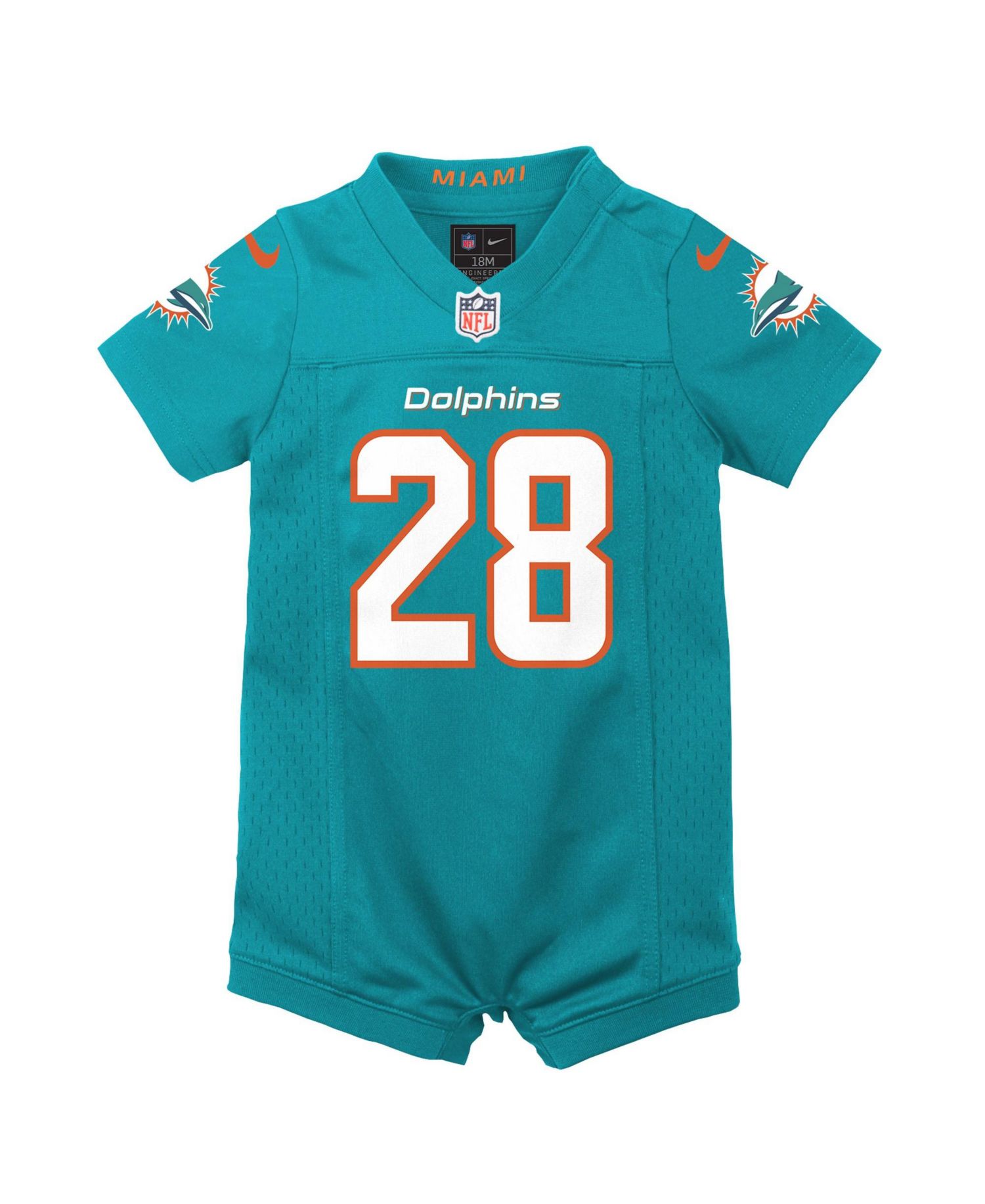 Baby Boys' and Girls' De'Von Achane V-Neck Miami Dolphins Romper
