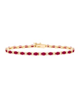 Lab-Grown Opal (2-1/4 ct. t.w.) & Lab-Grown White Sapphire (1/2 ct. t.w.) Bracelet in 14k Gold Over Sterling Silver (Also available in Lab-Grown Ruby and Sapphire)