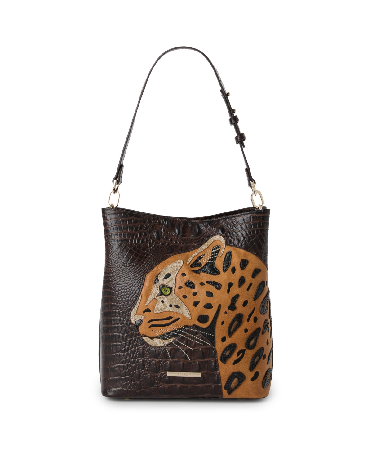 Brahmin Celina Shadow Small Leather Bucket Handbag In Chocolate