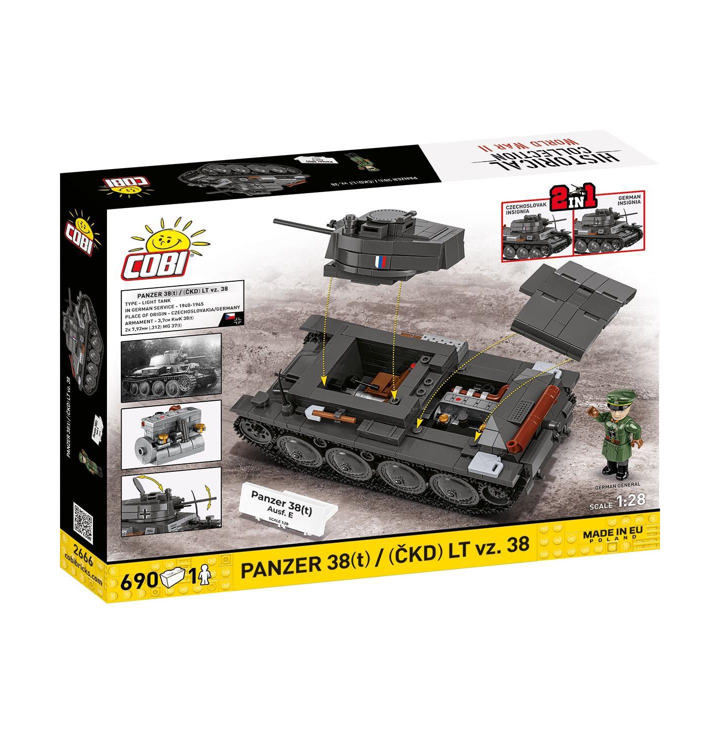 Детский конструктор COBI Historical Collection Wwii Panzer 38(t) / Lt Vz. 38 2-in-1 690-Piece Building Set, Ages 9+ — фото 2