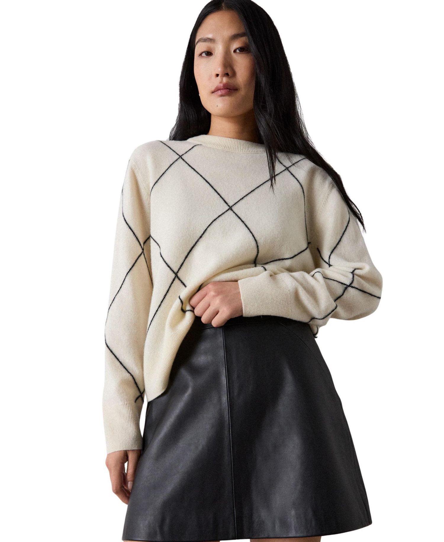 Women's High-Waisted A-Line Leather Mini Skirt