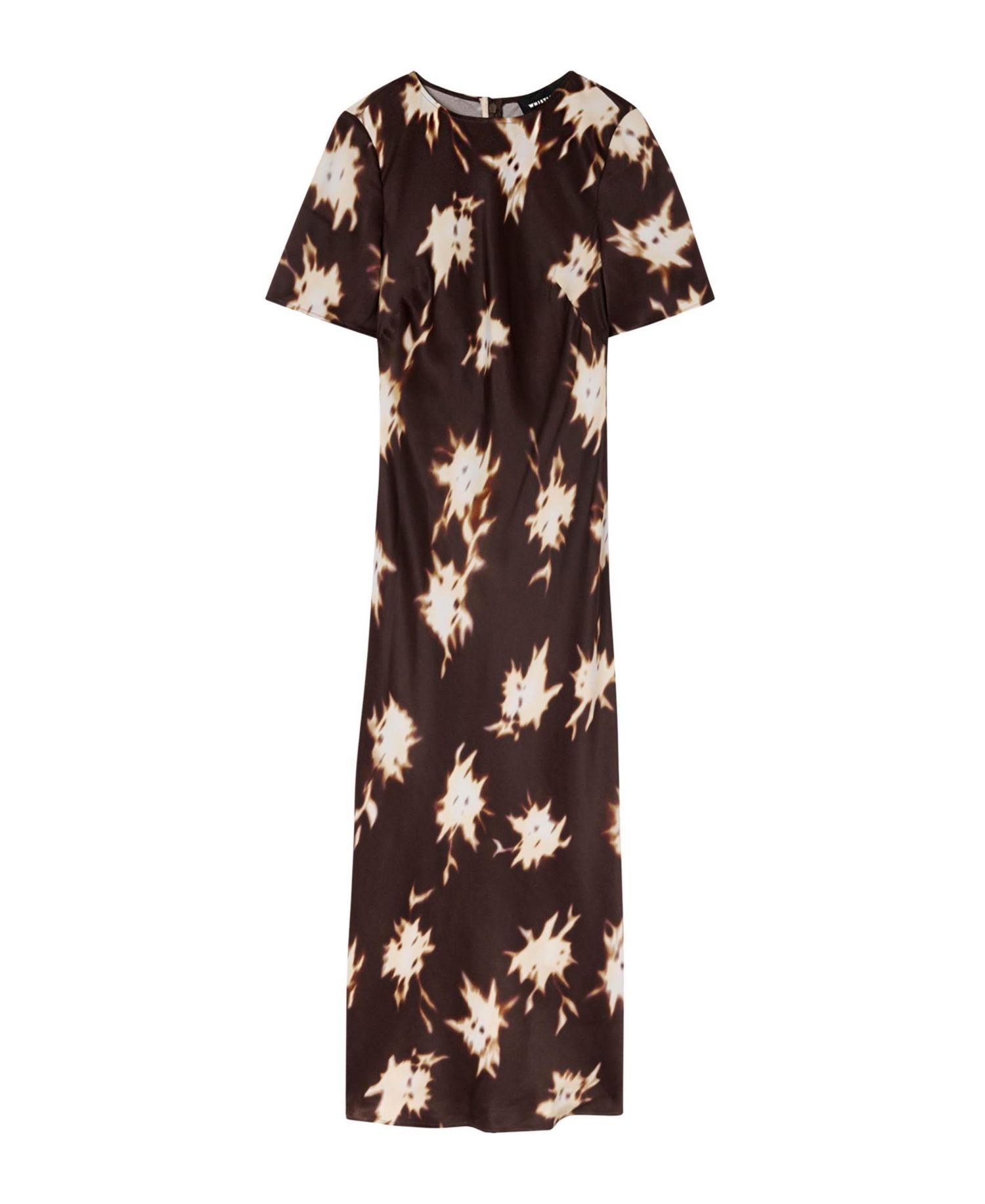 Women's Shadow Floral Satin Short-Sleeve Midi Dress