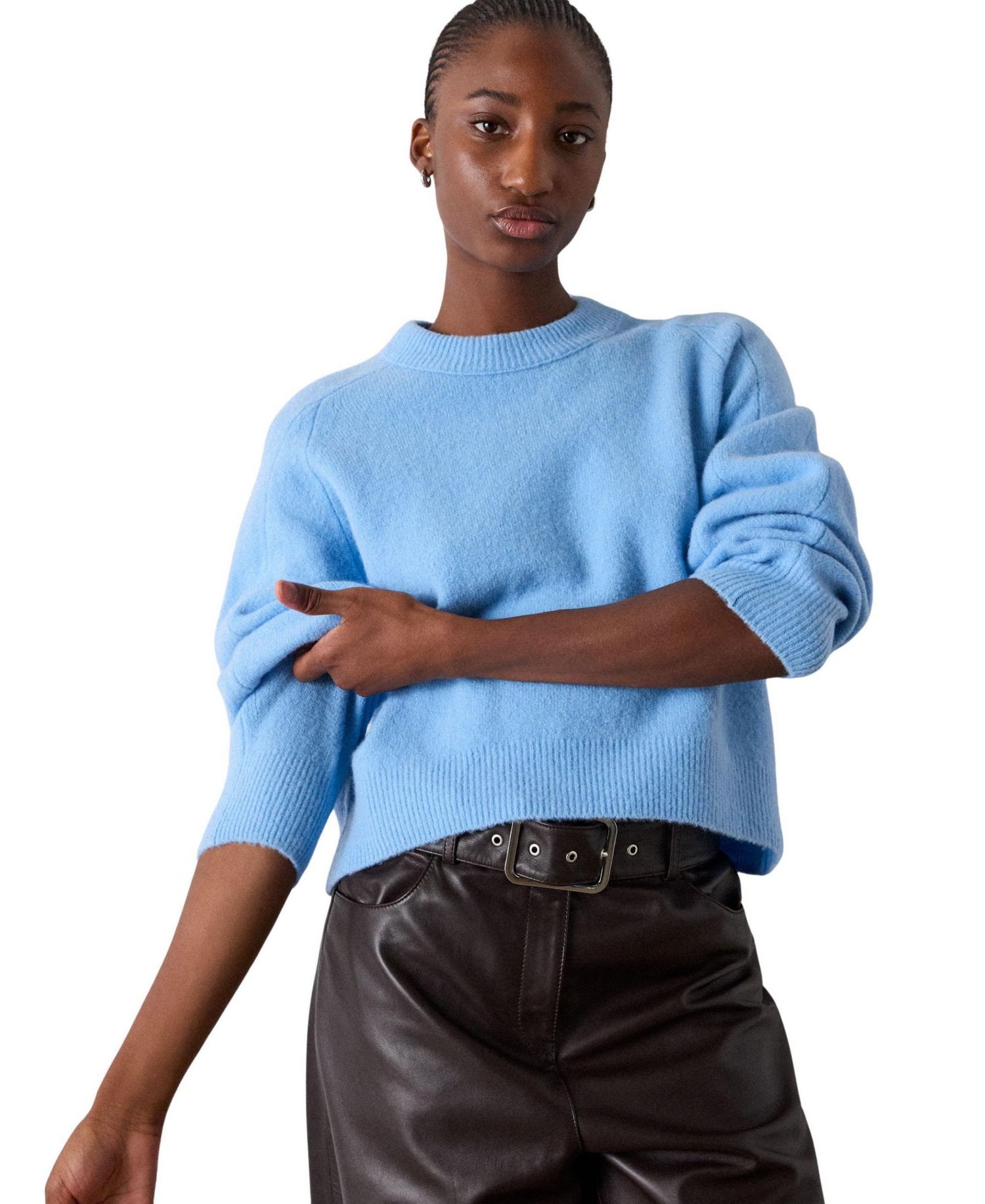 Women's Curved Hem Crewneck Sweater