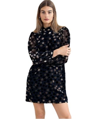 Women's Cordelia Long-Sleeve Polka-Dot Mini Dress