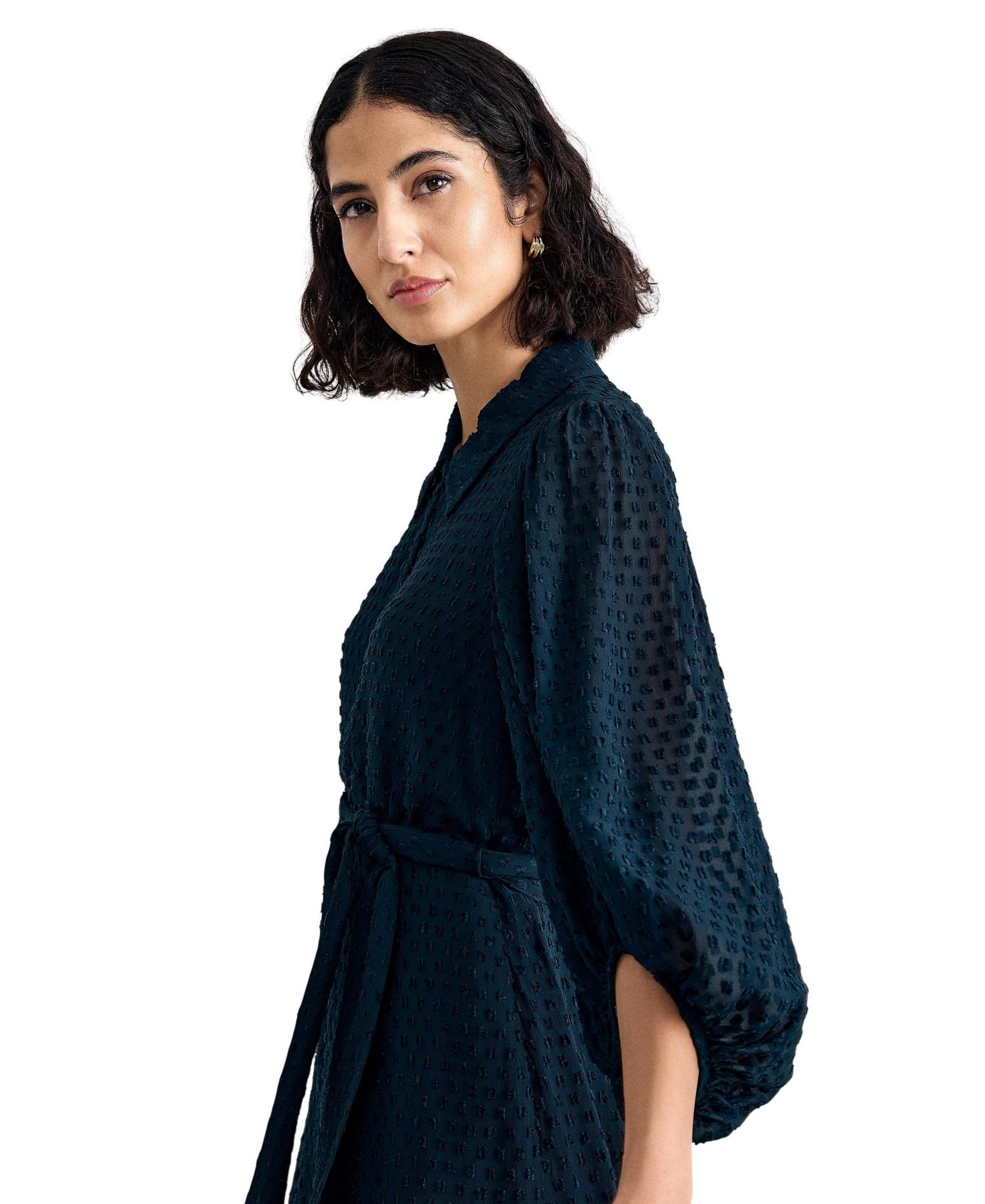 Women's Maeve Textured Belted Midi Shirt Dress