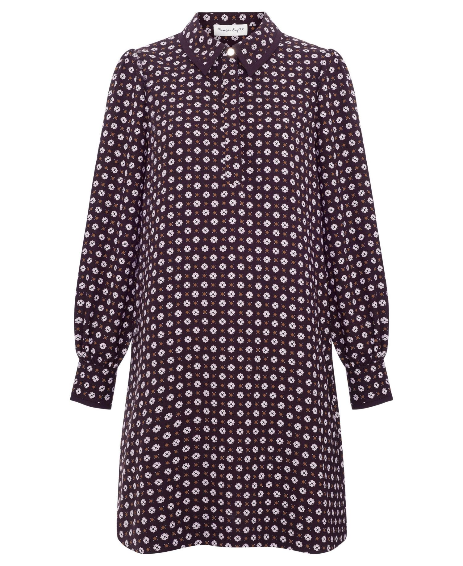 Women's Pamela Foulard A-Line Long-Sleeve Dress