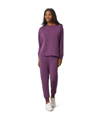Women's Yummy Ribbed-Trim Tapered-Leg Pullover and Jogger Pants Set