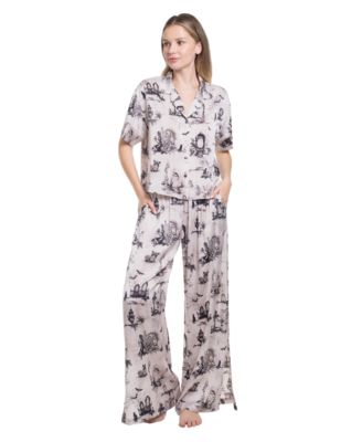 Women's Eerie Toile Satin Short-Sleeve Pajama Set