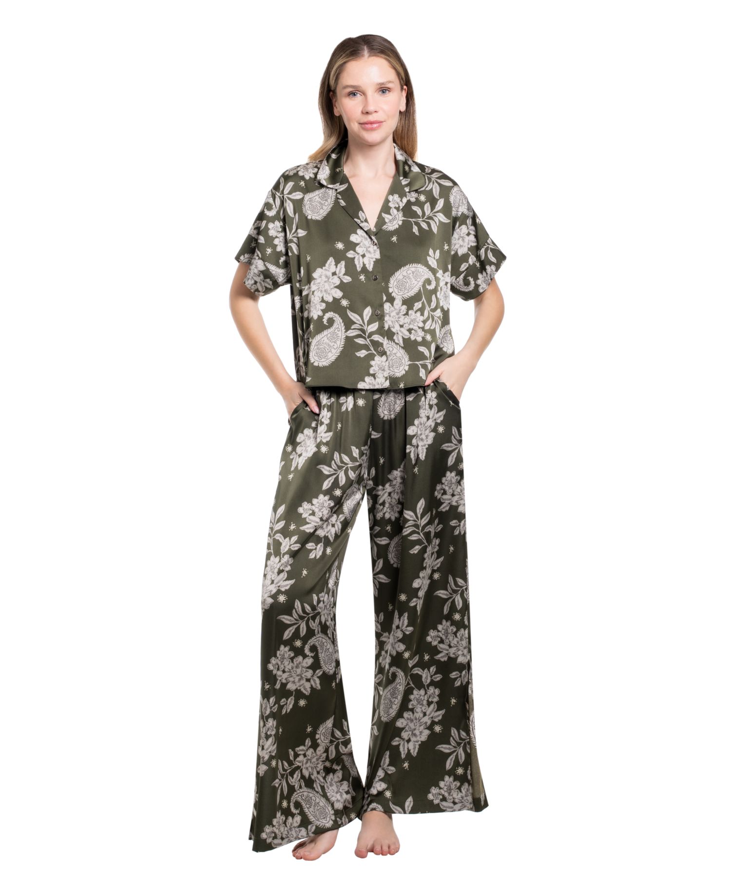 Women's Paisley Pretty Satin 2-Piece Pajama Set