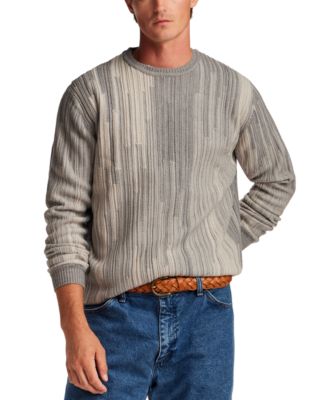 Men's Textured Vertical Gradient Crew Neck Sweater