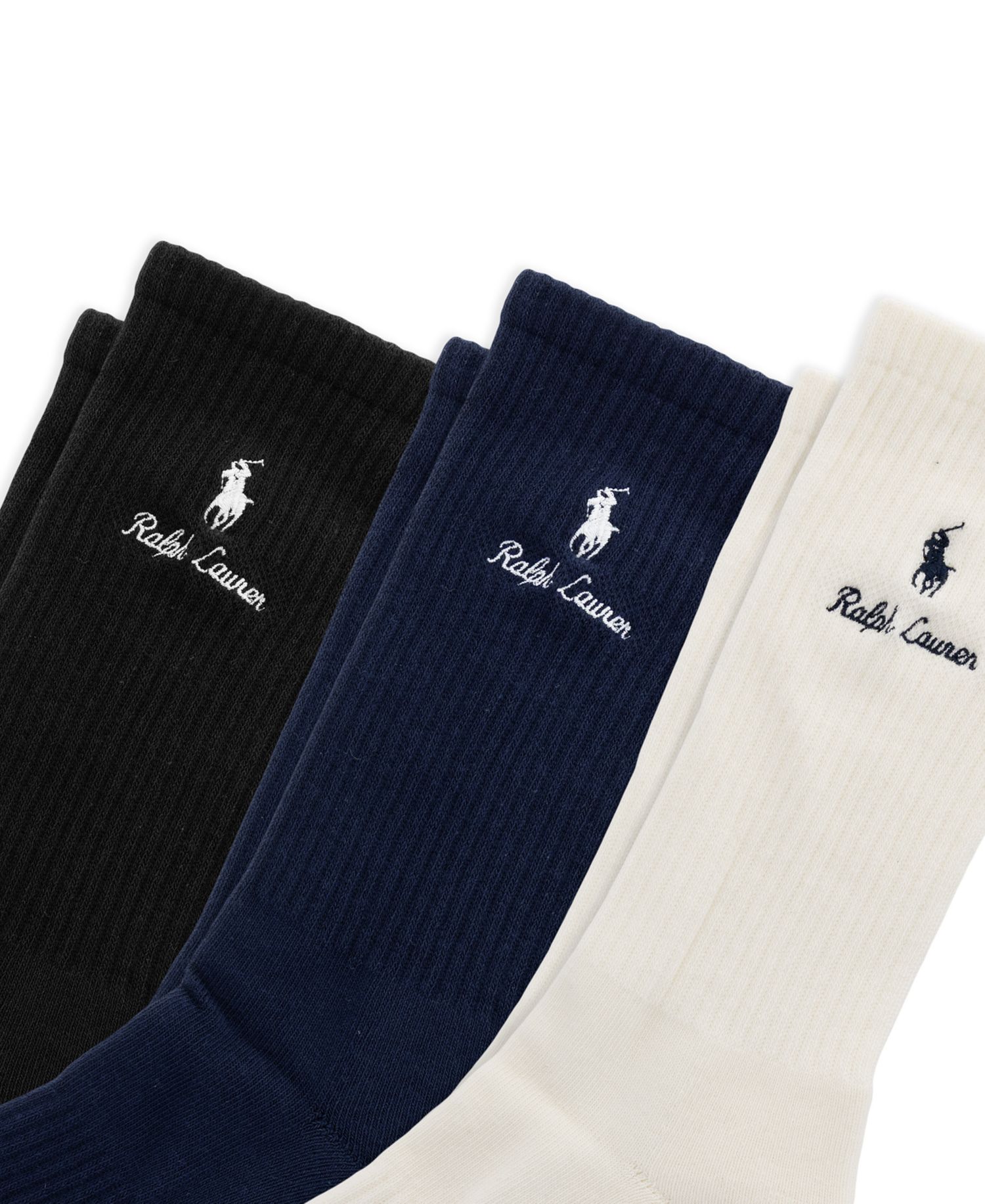 Men's Double Logo Ribbed Crew Socks, 3-Pack