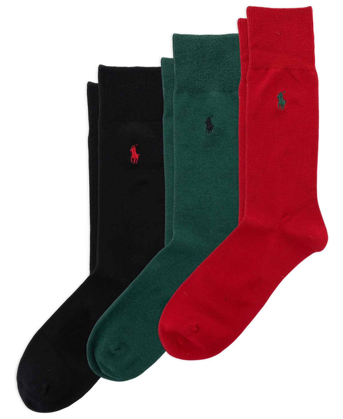 Polo Ralph Lauren Men's Soft Touch Flat Knit Dress Rayon-Blend Socks, 3-Piece Set