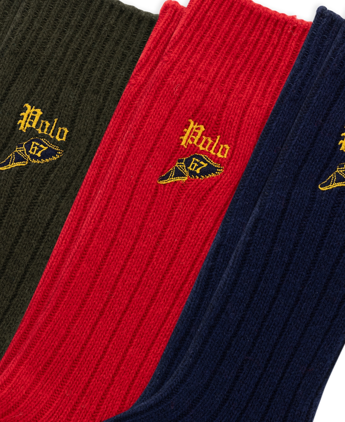 Polo Ralph Lauren Lambswool-Blend Ribbed Boot 3-Pair Socks Set