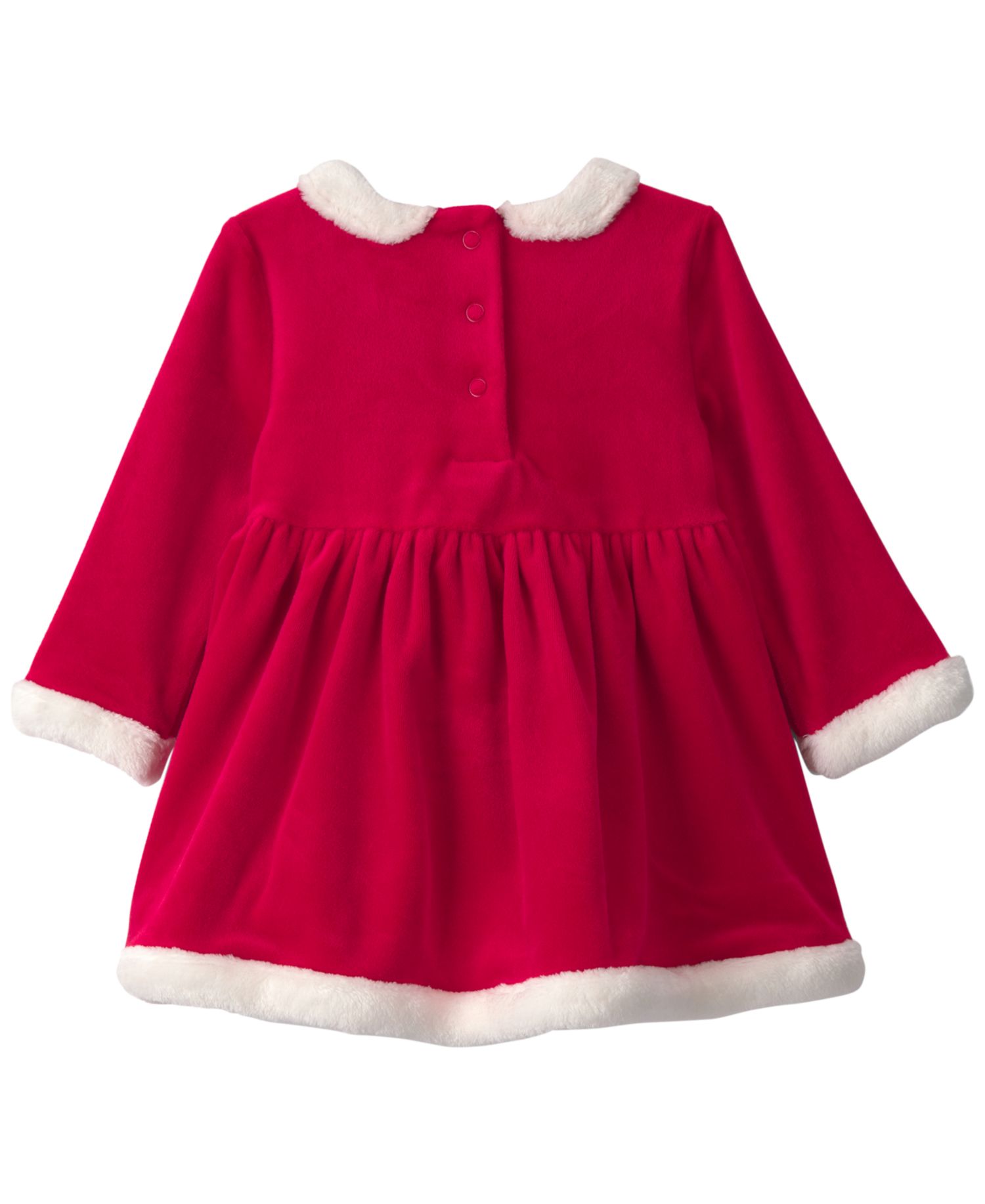 Baby Girls' Long-Sleeve Christmas Velour Dress and Tights, 2-Piece Set