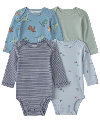 Baby Boys' Dinosaur Long-Sleeve Bodysuits, 4-Pack