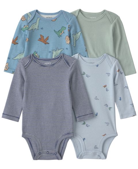 Боди Dinosaur, длинный рукав, 4 шт. — Carter's, цвет: Разноцветный