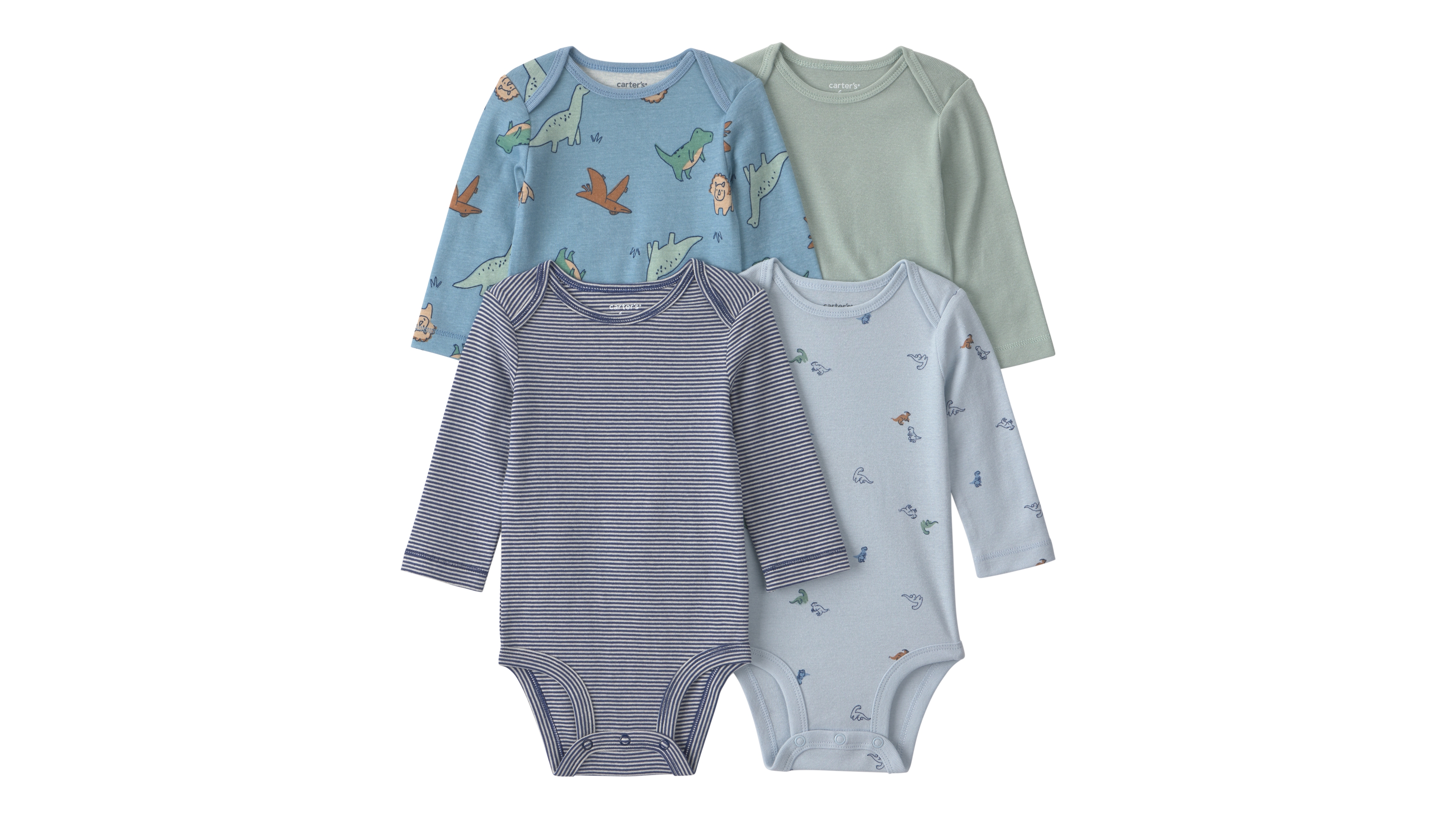 Carter's Baby Boys' Dinosaur Long-Sleeve Bodysuits, 4-Pack