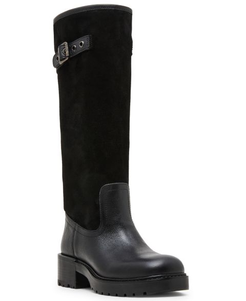 Женские ботинки Steve Madden Ramble Lug-Sole Tall Riding Boots, Regular & Wide Calf, цвет: Чёрный замшевый разноцветный