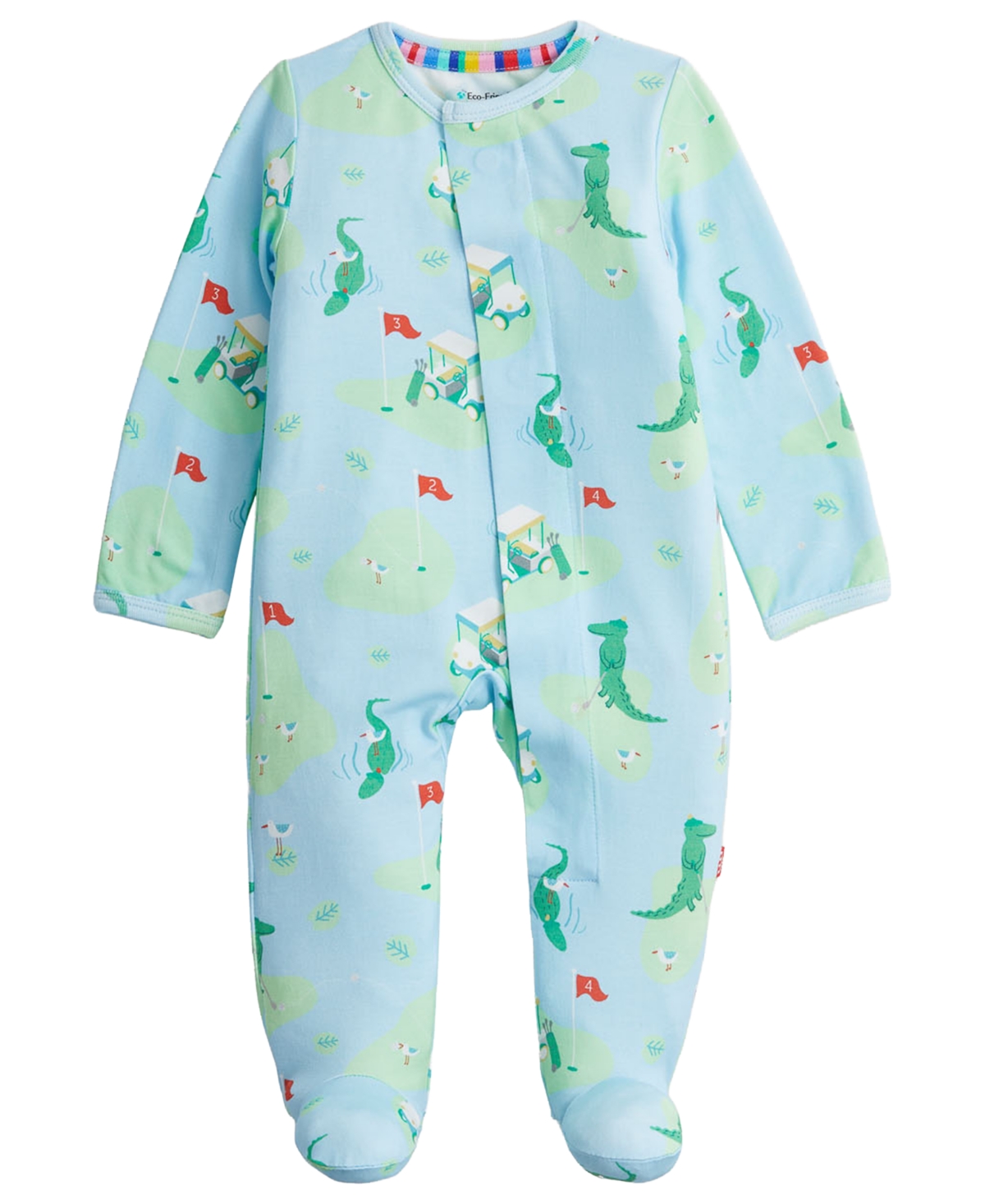Magnetic Me Baby Boys' and Girls' A Putt Above Magnetic Closure Footed Long-Sleeve Onesie - Green