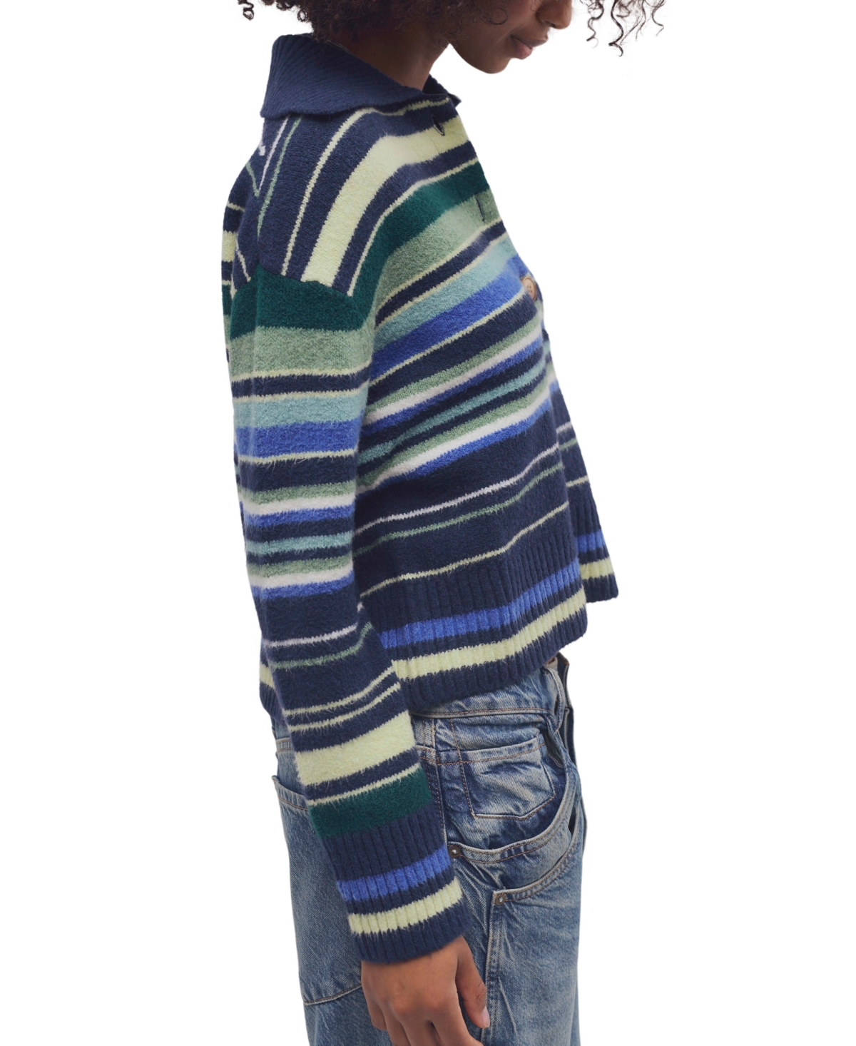 Free People Women's Trading Up Lightweight Stripe Polo Sweater