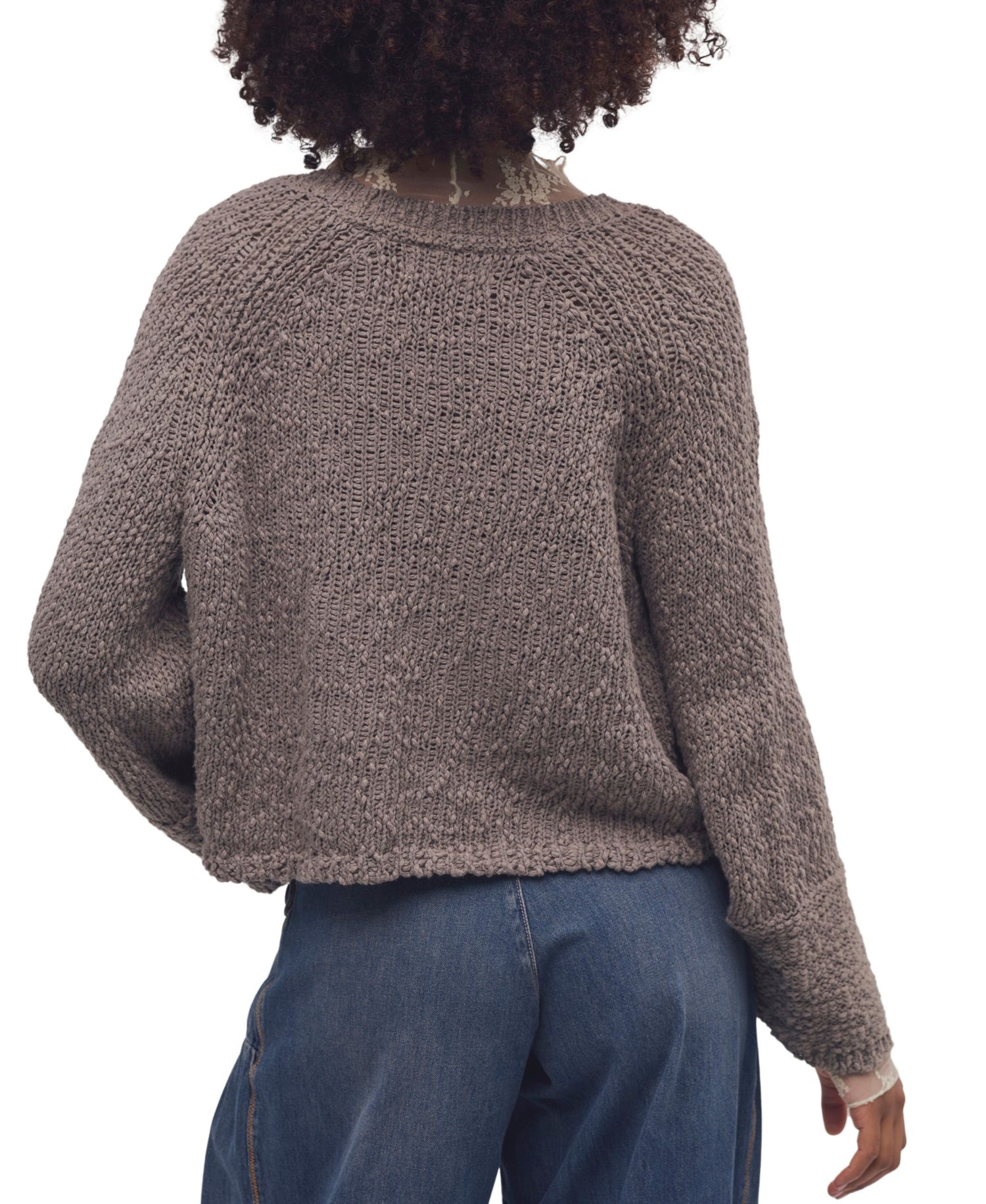 Women's Heartland Cropped Flared-Sleeve V-Neck Pullover Sweater