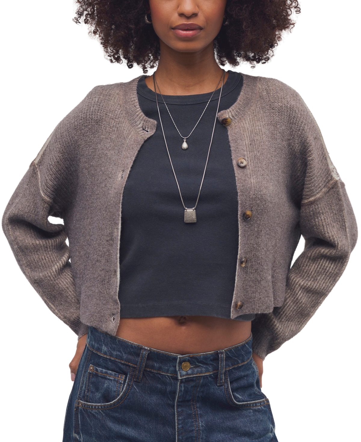 Free People Women's Ottilie Cropped Scoop Neck Button-Up Cardigan