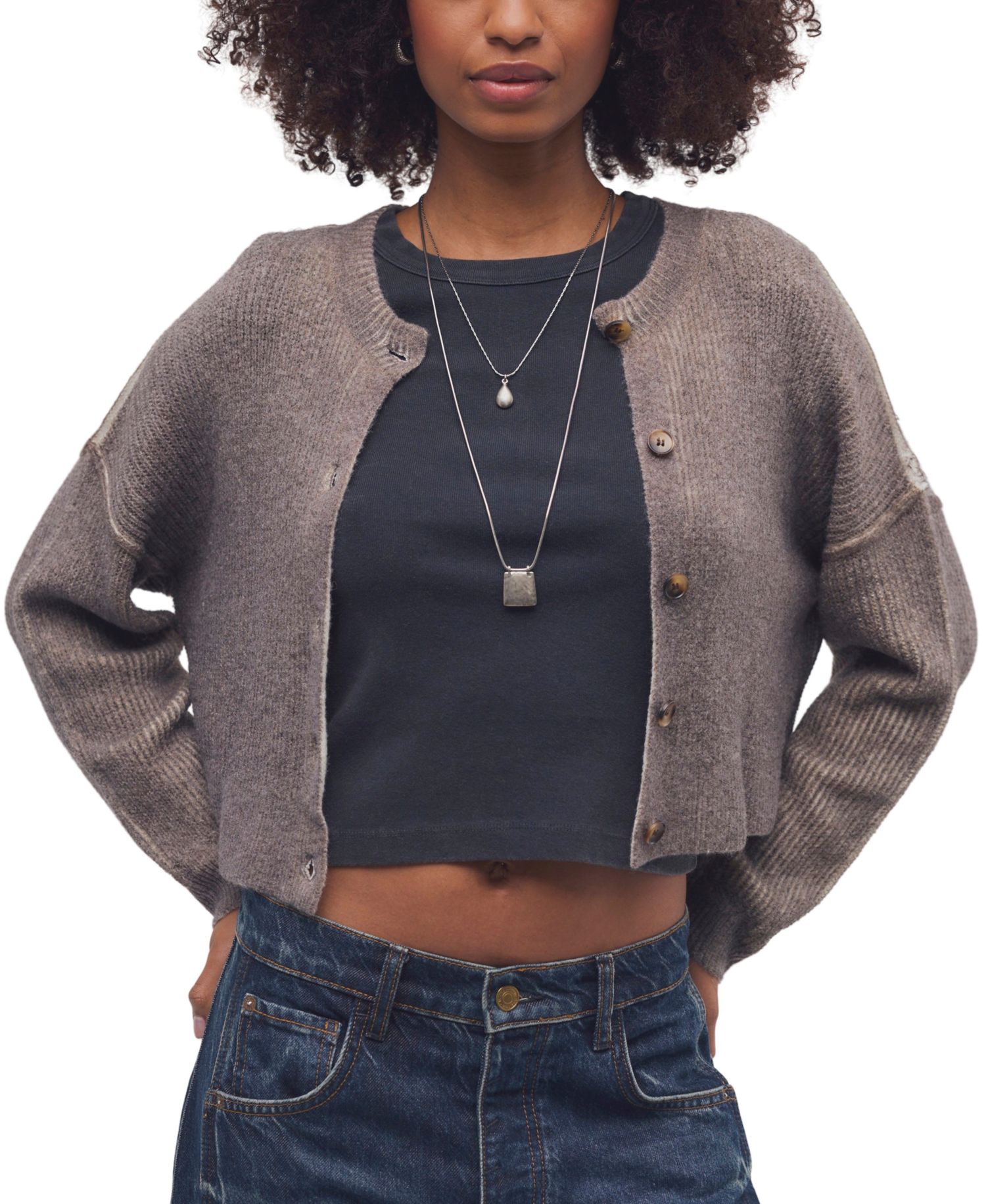 Women's Ottilie Cropped Scoop Neck Button-Up Cardigan Sweater