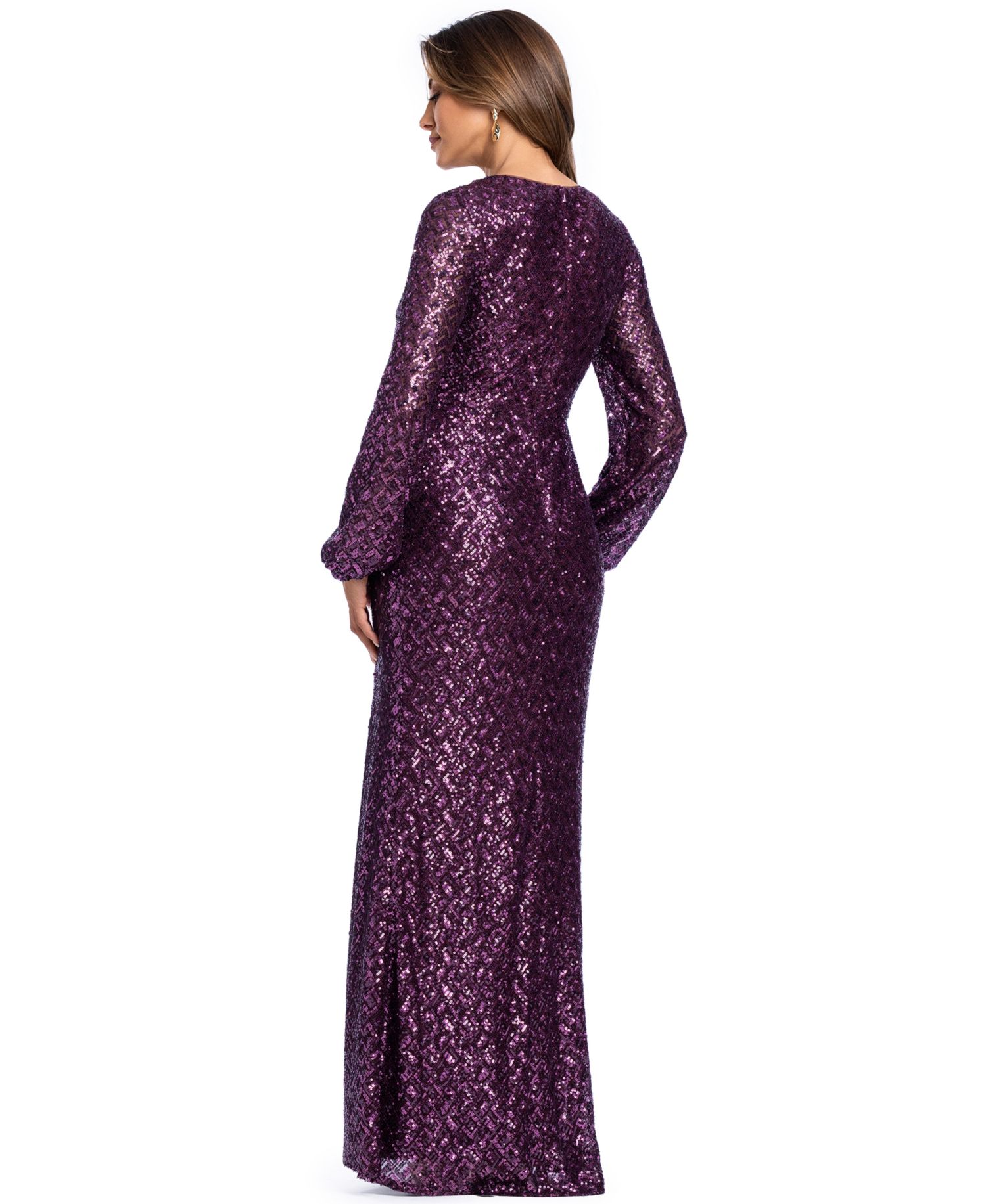 Women's Sequin Long-Sleeve Keyhole Dress