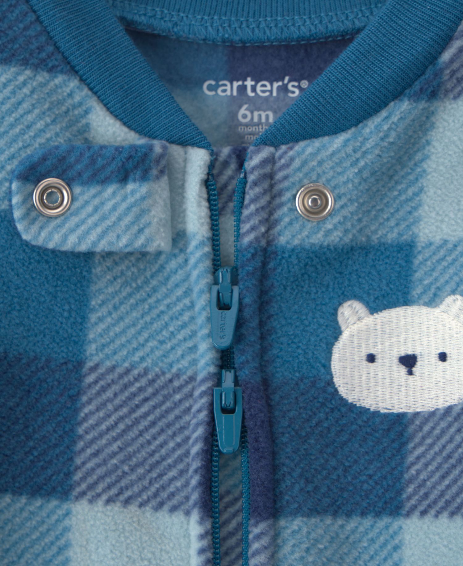 Baby Boys' Bear Plaid Fleece 2-Way Zip Sleep & Play