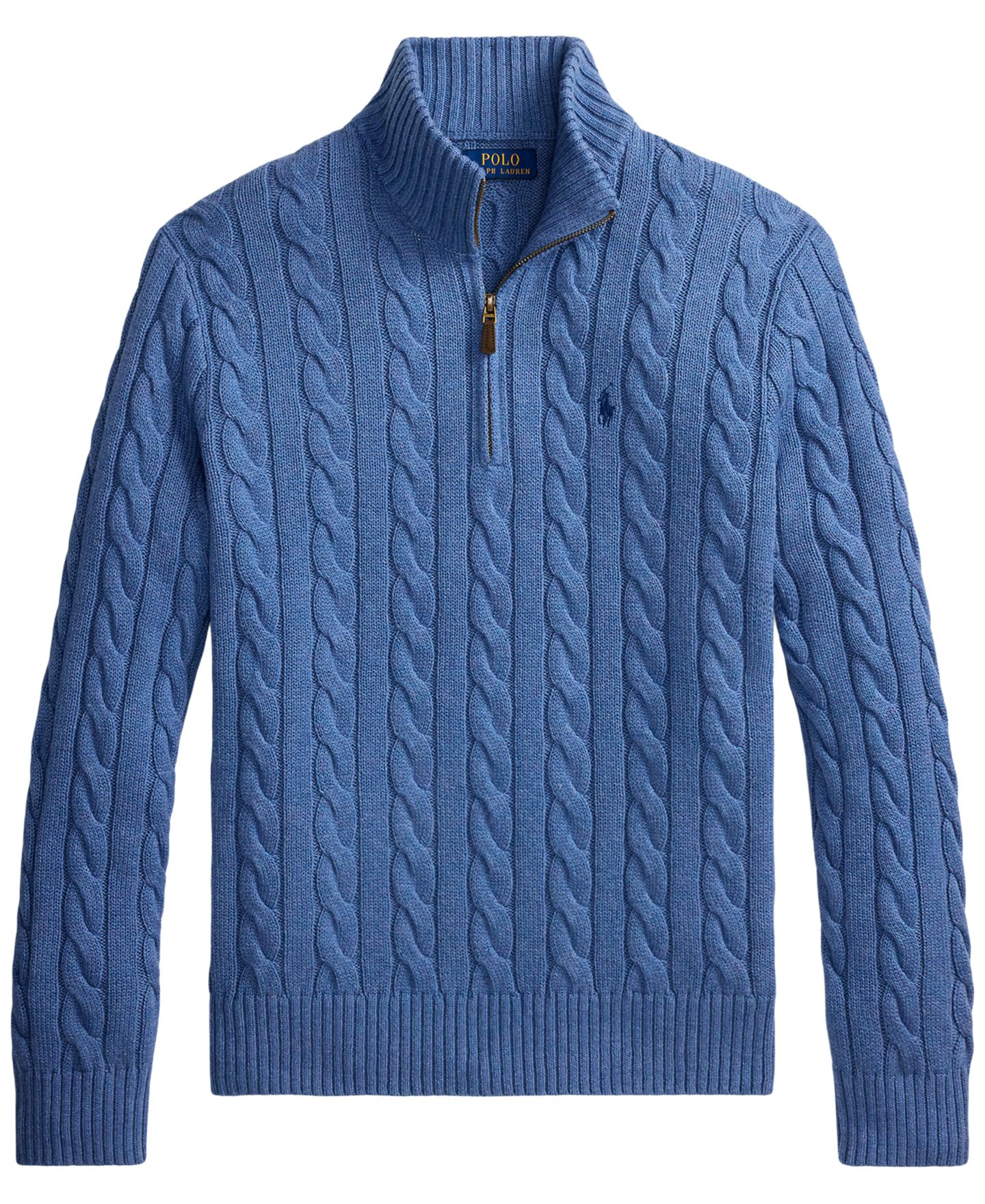 Мужской свитер Polo Ralph Lauren Cable-Knit Cotton, цвет: Синий меланжевый — фото 5