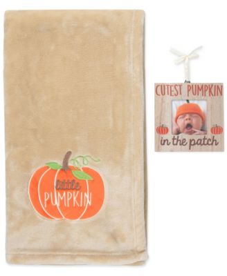 Cutest Pumpkin in the Patch Plush Blanket and Photo Frame, 30" x 40", 2-Piece Set