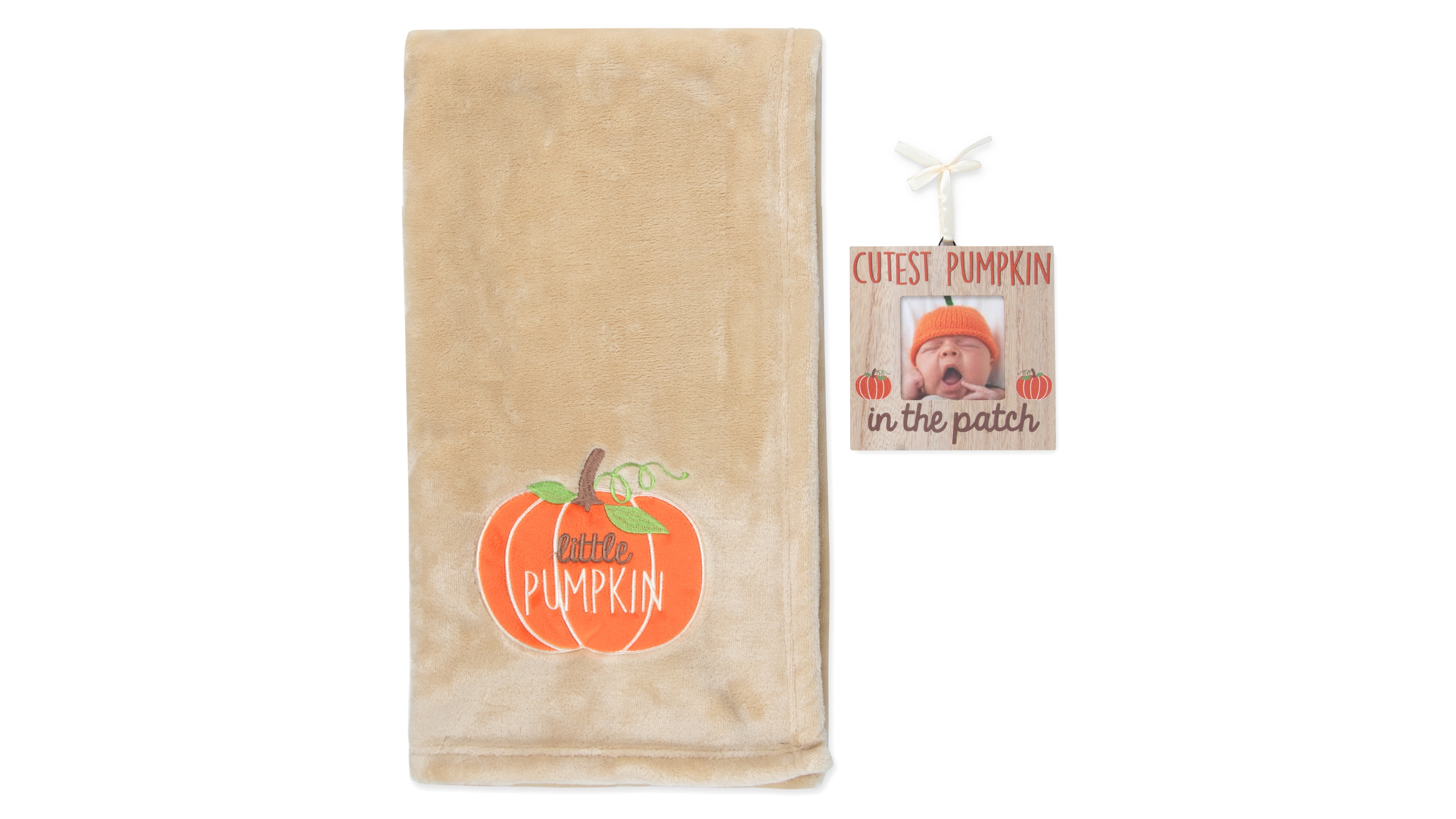 Baby Essentials Cutest Pumpkin in the Patch Plush Blanket and Photo Frame, 30" x 40", 2-Piece Set