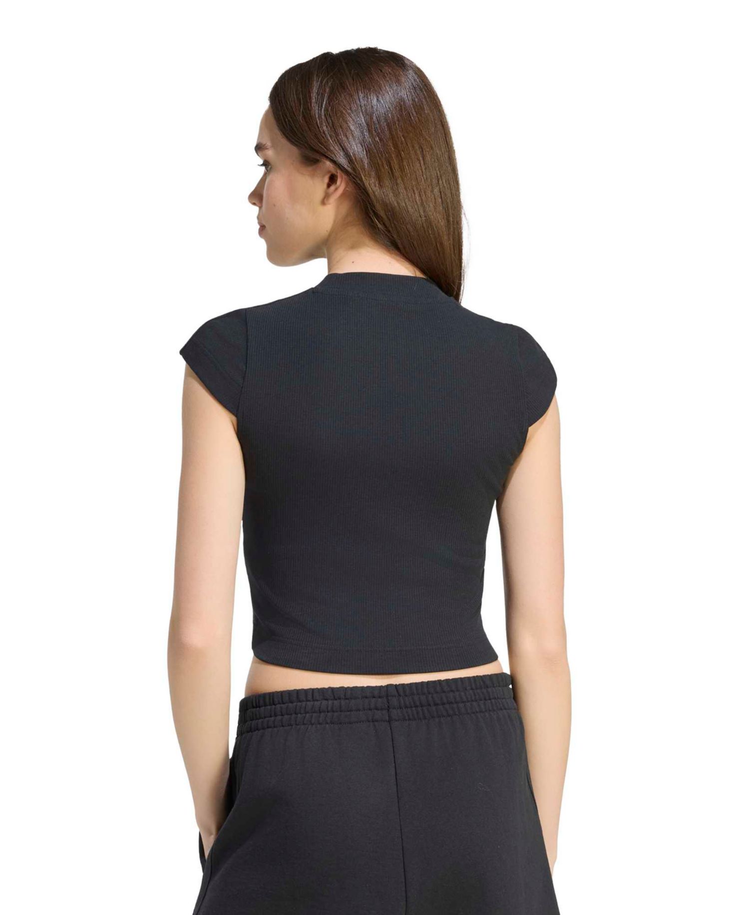 Women's Crop Tight-Fit Ribbed Cotton-Viscose Blend T-Shirt